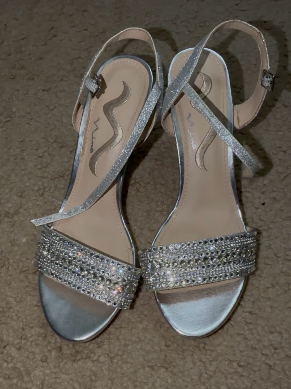 Silver Crystal Slingback Heels